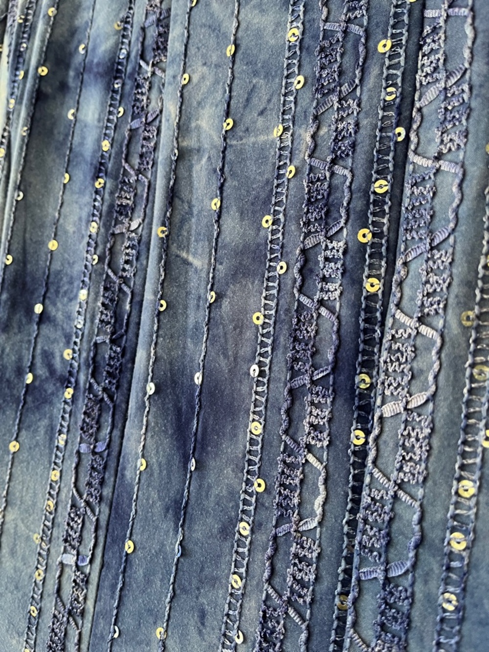 Sequin Embellished Scoop Neck Midi Dress Blue Fit Flare Women's 2X Fairy Date - Picture 6 of 14